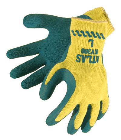 GLOVE KEVLAR RUBBER PALM;ROUGH GRIP LARGE YELL CF - Latex, Supported